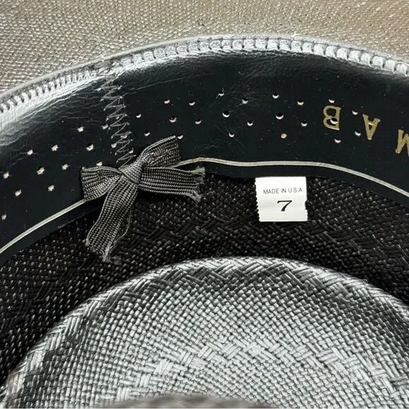 Larry Mahan Gambler Hat With Cord 6x Handwoven Shantung 7 Western Black USA - Picture 13 of 15